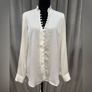 Express Ivory Button-Front Blouse